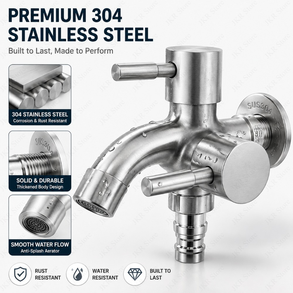 Home Outlet Bathroom - Multi-Function Dual Outlet Faucet Bibcock Tap