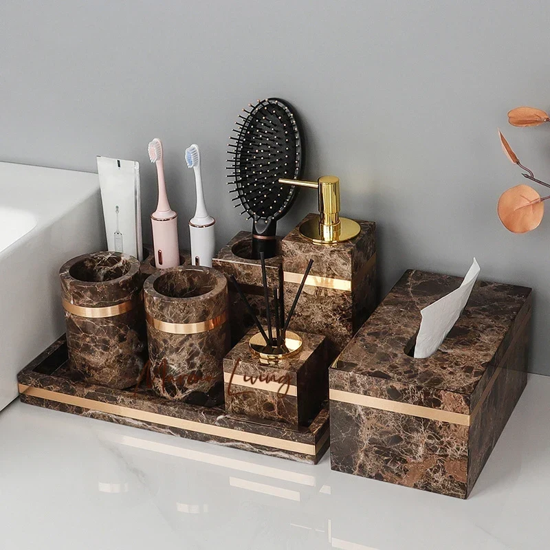Zara Home Bathroom - 1set Emperador Dark Natural Marble Bathroom
