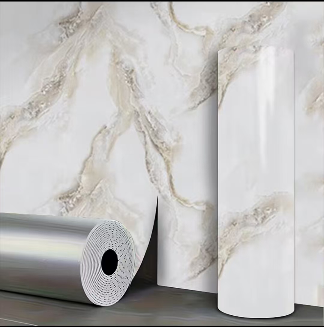 Home Bathroom Floor Tiles - Thickened Self-Adhesive Tile Sticker PVC Marble