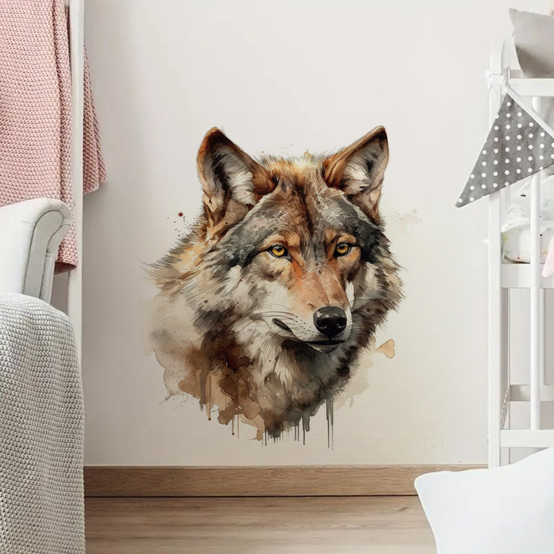 Home Bathroom Floor Tiles - Wolf Wall Stickers, Toilet Stickers, Bright