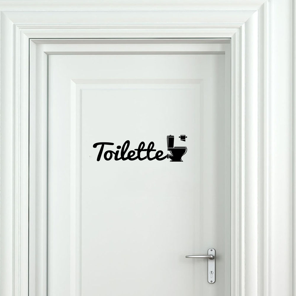Home Bathroom Floor Tiles - French Toileteet Toilet Door Sticker Decal