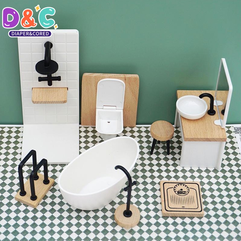 Home Bathroom Renovation - 1:6/1:12 Dollhouse Miniature Bathroom Set Shower