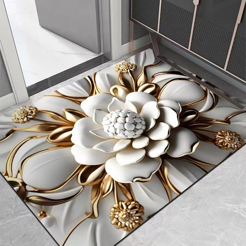 Zara Home Bathroom Mat - VIKAMA Light Luxury Lotus Bathroom Carpet,