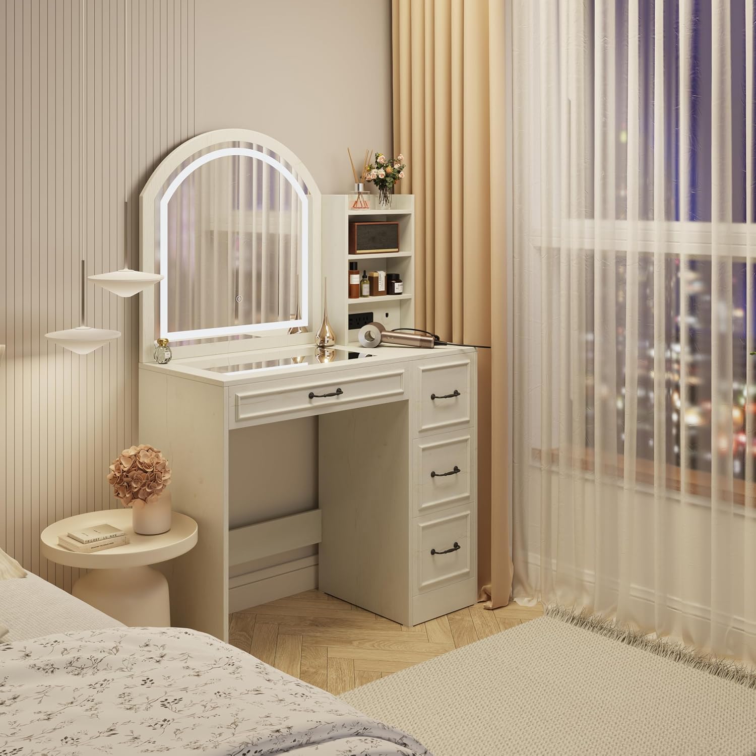 Modern Vanity Desk with Lighte - Home Outlet Bathroom review and price