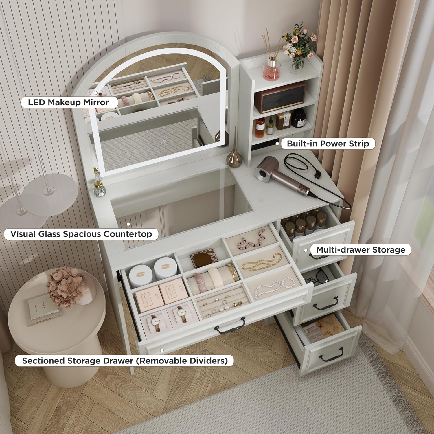 Modern Vanity Desk with Lighte - Home Outlet Bathroom review and price