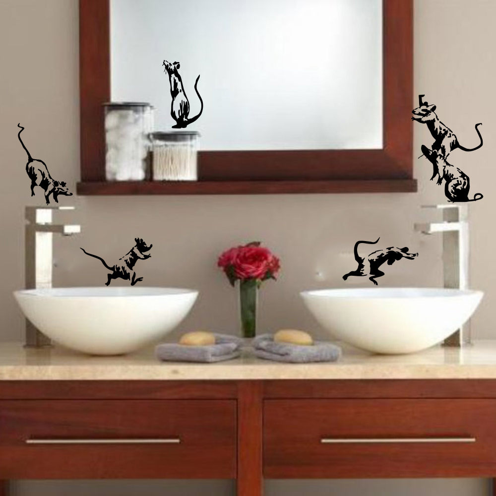 5Pcs Banksy Toilet Rats Wall S - Home Bathroom Floor Tiles review and price