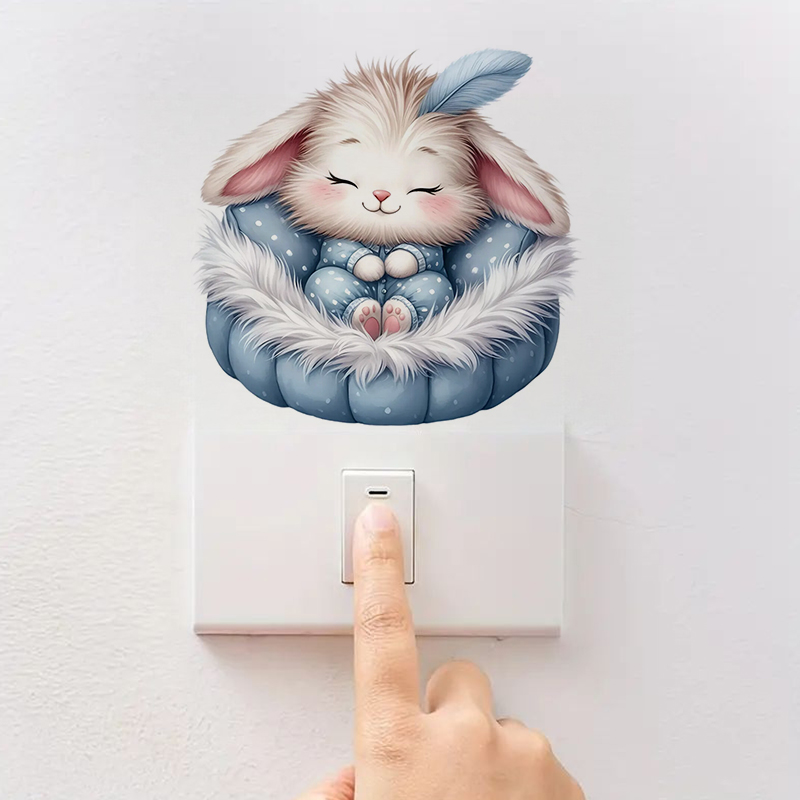 Cute Sleepy Bunny Sticker, Wat - Home Bathroom Wall Tiles review and price