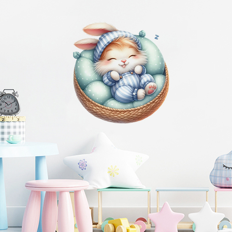 Cute Sleepy Bunny Sticker, Wat - Home Bathroom Wall Tiles review and price