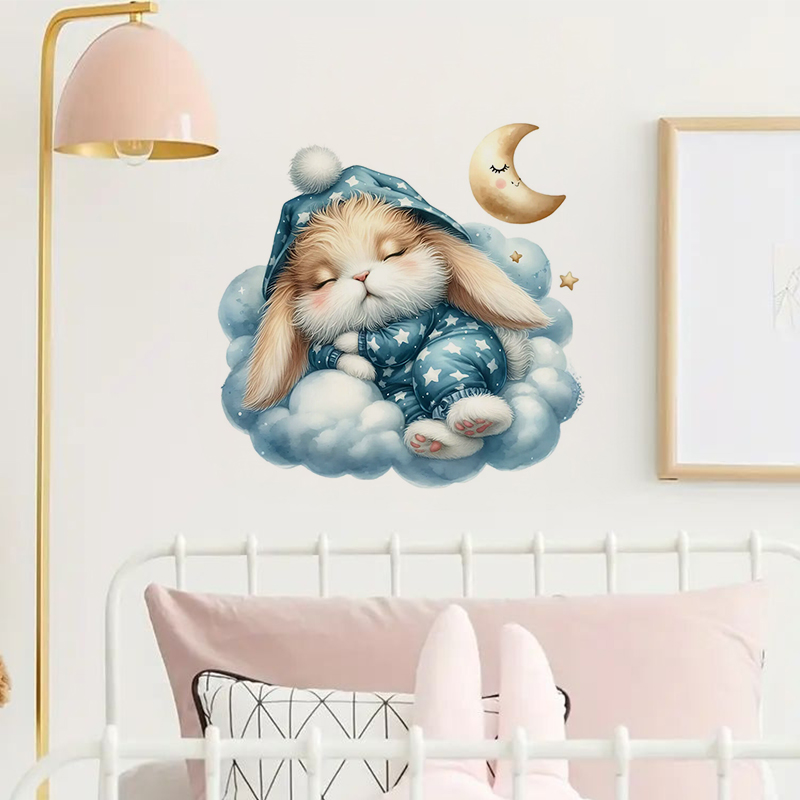 Cute Sleepy Bunny Sticker, Wat - Home Bathroom Wall Tiles review and price