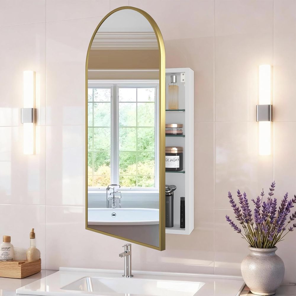 Luxurious Arched Gold Bathroom - Home Bathroom Mirror review and price