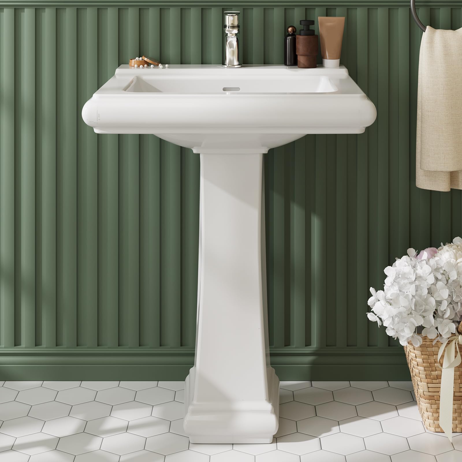 Pedestal Sink Square Ceramic B - Home Bathroom Remodel review and price