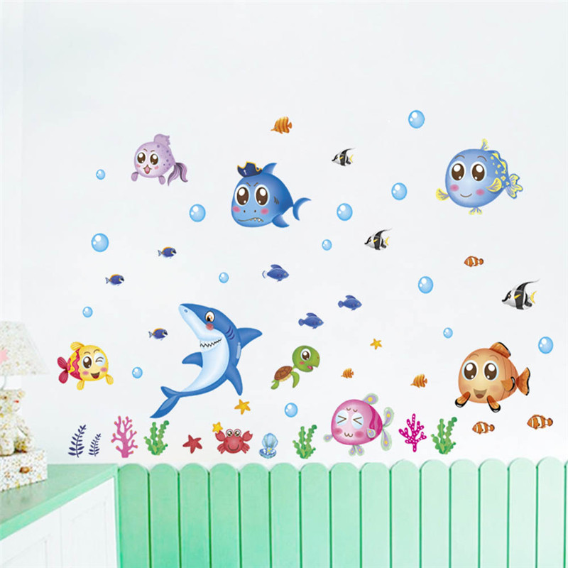 Cute Fishes Whale Shark Sealif - Home Bathroom Wall Tiles review and price